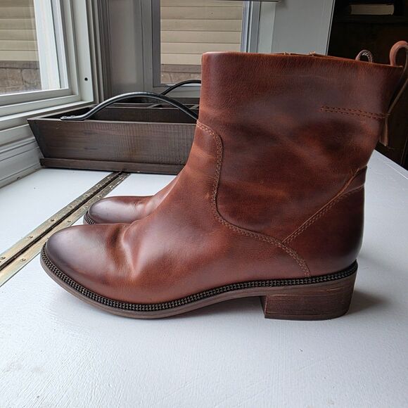 Franco Sarto Brindle Ankle Boots Women’s 8M Cognac Leather 1” Heel - Picture 10 of 11